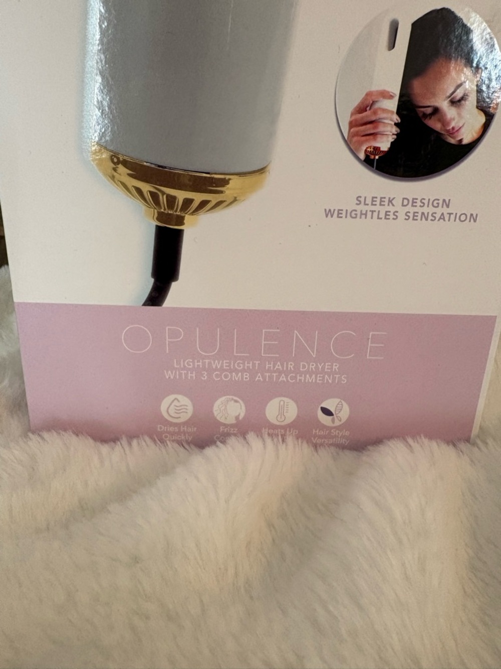 Opulence White & Gold Lightweight Hair Dryer - Picture 2 of 4